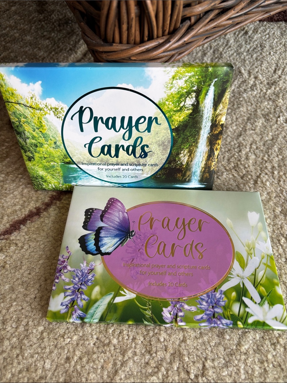 NWT Prayer Cards Set - Scenic & Butterfly Designs - Green, Blue, Purple